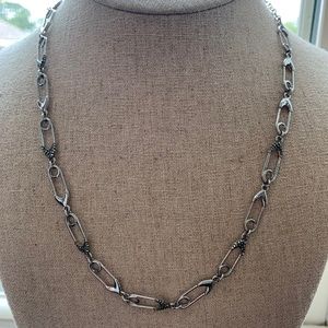 Stella & Dot Silver Safety Pin Link Necklace